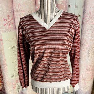 Vintage Orange Striped 70s-80s pullover sweater top